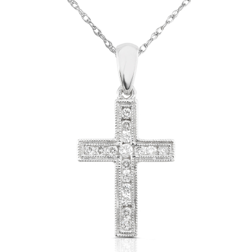 Diamond Cross Pendant in 14k White Gold